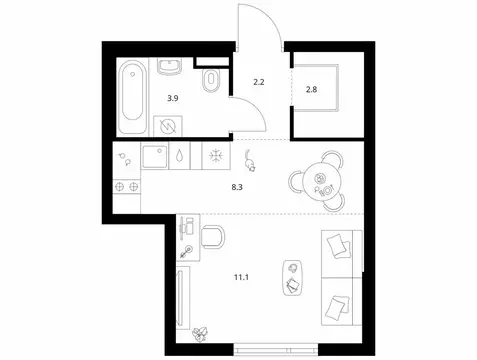 Квартира-студия: Москва, НАО, район Коммунарка, квартал № 75 (28.7 м)