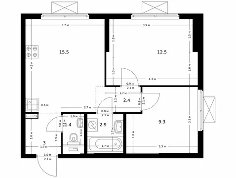 2-комнатная квартира: Москва, ЖК Большая Академическая 85 (47 м)