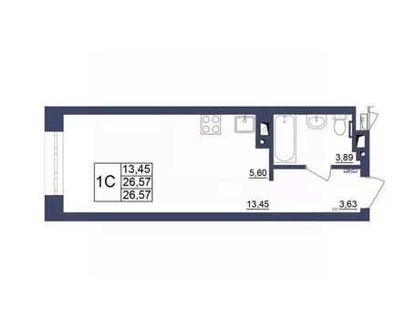 Студия Башкортостан, Уфа Космос жилой комплекс, лит1 (26.39 м)