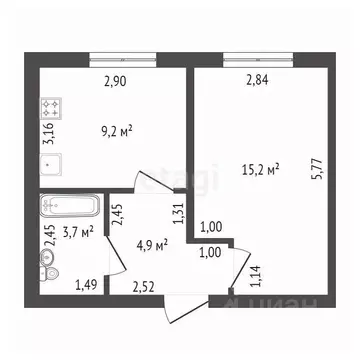 1-к кв. Башкортостан, Уфа Крайняя ул., 2В (33.0 м)
