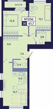 3-к кв. Саха (Якутия), Якутск ул. Новопортовская, 1Д (61.7 м)