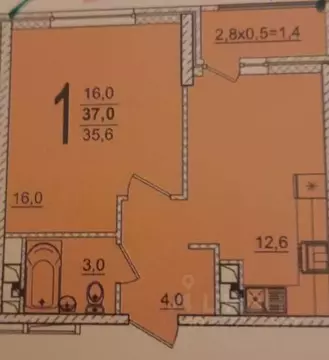 1-к кв. Краснодарский край, Краснодар ул. Западный обход, 45к1 (34.8 ...