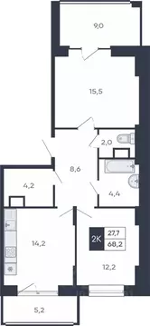 2-к кв. Чувашия, Чебоксары ул. Академика РАН Х.М. Миначева, поз11 ...