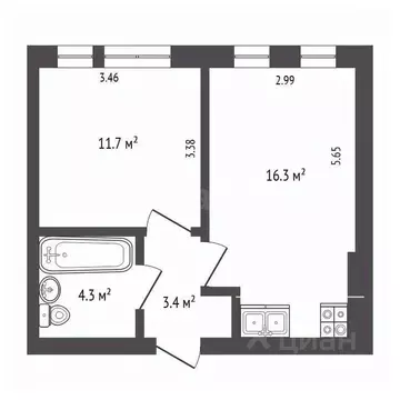1-к кв. Калужская область, Калуга ул. Белые Росы, 1 (36.0 м)