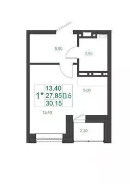 Студия Красноярский край, Красноярск Мясокомбинат мкр, 1 (30.8 м)