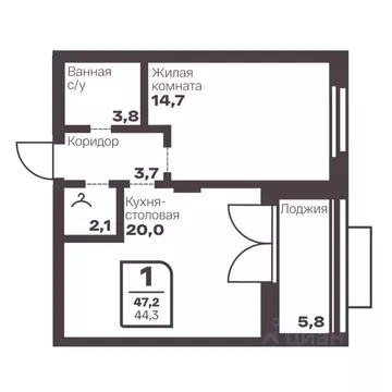 1-к кв. Челябинская область, Магнитогорск ул. Притяжения (44.3 м)