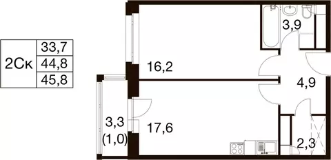 1-комнатная квартира: Балашиха, микрорайон Гагарина, Проектная улица, ...