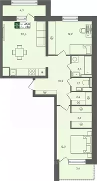 2-к кв. Курганская область, Курган Заозерный жилрайон,  (73.5 м)