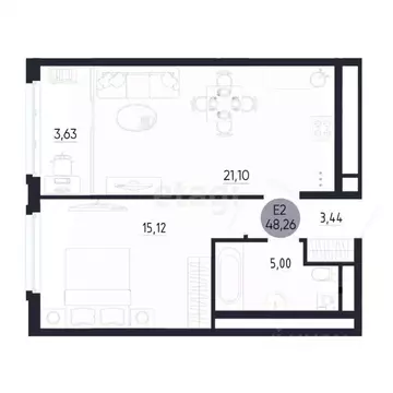 1-к кв. Тульская область, Тула ул. Сурикова, 22 (48.3 м)