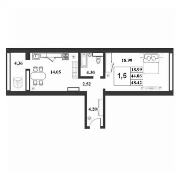 1-к кв. Новгородская область, Великий Новгород ул. Королева, 22к2 ...