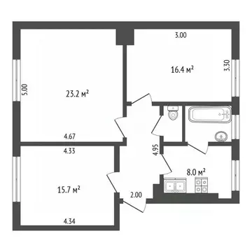 3-к кв. Московская область, Подольск Литейная ул., 11 (74.8 м)
