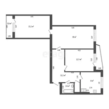 3-комнатная квартира: Дмитров, микрорайон имени К.А. Аверьянова, 11 ...