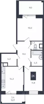 2-к кв. Чувашия, Чебоксары ул. Академика РАН Х.М. Миначева, 2 (67.4 м)