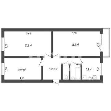 3-комнатная квартира: Ачинск, 6-й микрорайон, 7 (63.2 м)