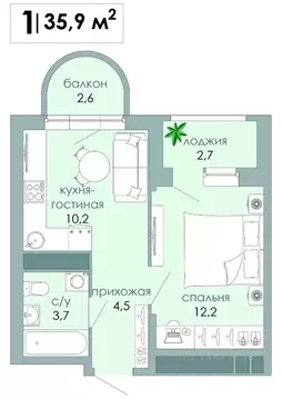 1-к кв. Тверская область, Тверь Южный мкр,  (35.9 м)