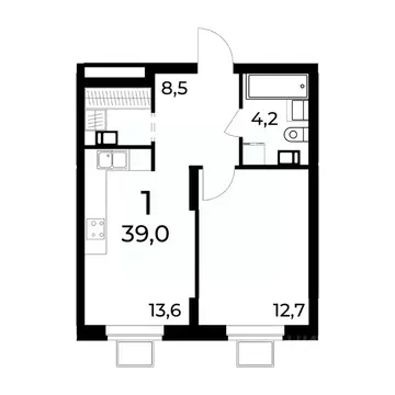 1-к кв. Нижегородская область, Нижний Новгород ул. Усиевича (39.0 м)