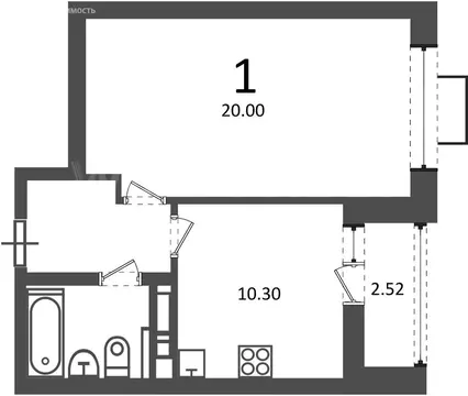1-комнатная квартира: Москва, проезд Шокальского, 28Ак1 (39.5 м)