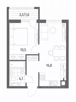 1-к кв. Калининградская область, Гурьевск ул. Имени Романа Руденко, ...