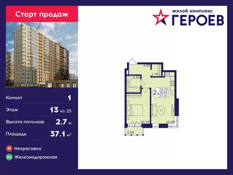 1-к кв. Московская область, Балашиха Железнодорожный мкр, Центр-2 мкр, ...