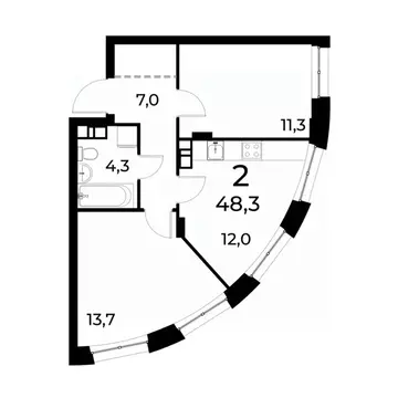 2-к кв. Нижегородская область, Нижний Новгород Березовский мкр,  (48.6 ...