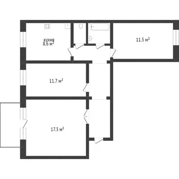 3-комнатная квартира: Златоуст, улица имени М.С. Урицкого, 35 (67.2 м)
