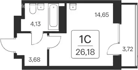 Квартира-студия: Новосибирск, квартал на Игарской (22.46 м)
