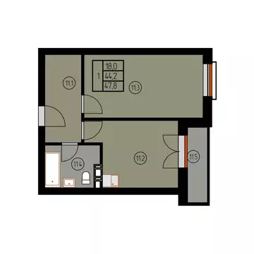 1-комнатная квартира: Лесное, ш. Калининградское (47.8 м)