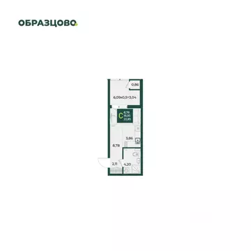 Студия Краснодарский край, Краснодар Образцово мкр,  (22.85 м)