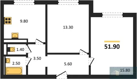 2-к кв. Воронежская область, Воронеж ул. Загоровского, 5/3 (51.9 м)