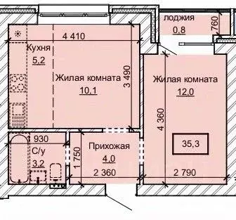 2-к кв. Алтайский край, Барнаул ул. Анатолия (35.3 м)