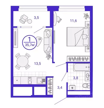 1-к кв. Свердловская область, Екатеринбург Уктус жилрайон, Астон ...