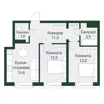 2-к кв. Челябинская область, Челябинский городской округ, пос. ...