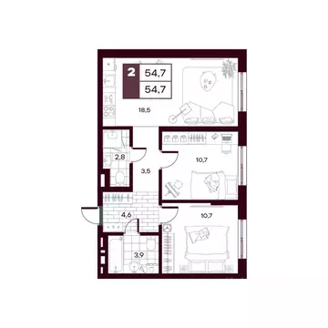 2-к кв. Тюменская область, Тюменский муниципальный округ, д. Дударева ...
