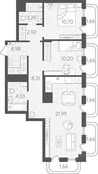 2-к кв. Тюменская область, Тюмень ул. Вадима Бованенко, 11 (75.02 м)