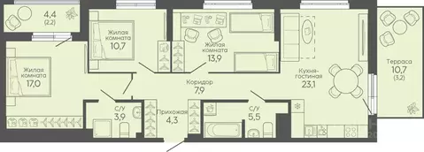 3-к кв. Свердловская область, Екатеринбург Новокольцовский мкр, ...