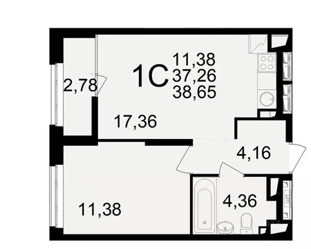1-к кв. Рязанская область, Рязань ул. Чкалова (37.26 м)