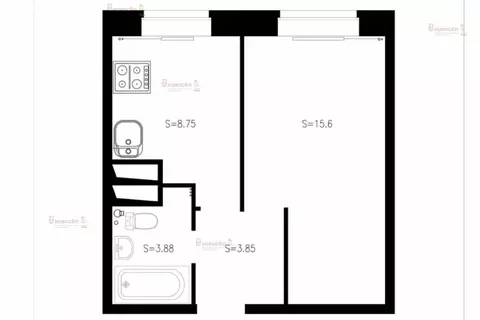 1-комнатная квартира: Екатеринбург, жилой район Уктус, микрорайон ...
