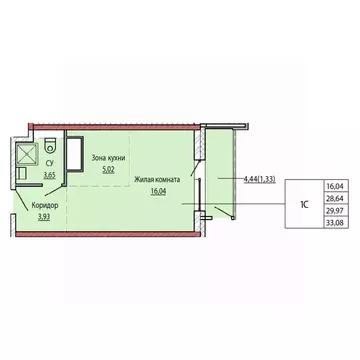 1-к кв. Хабаровский край, Хабаровск ул. Карла Маркса (29.15 м)