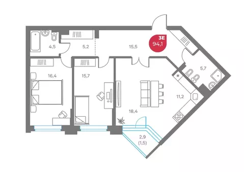 3-к кв. Пермский край, Пермь Советская ул., 16 (94.1 м)