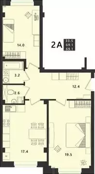 2-к кв. Псковская область, Псковский район, Завеличенская волость, д. ...