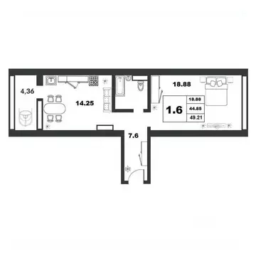 1-к кв. Новгородская область, Великий Новгород ул. Якова Павлова, 17 ...