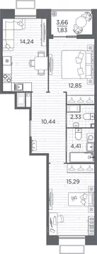 2-к кв. Санкт-Петербург Полюстровский просп., 87к1 (61.39 м)