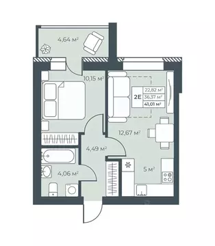 2-к кв. Нижегородская область, Выкса инженера Шухова кв-л,  (41.01 м)