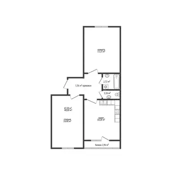 2-комнатная квартира: Новая Адыгея, жилой комплекс Ритм (48.68 м)