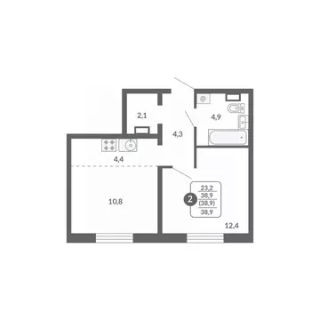 2-к кв. Кировская область, Киров ул. Потребкооперации, 34 (38.9 м)