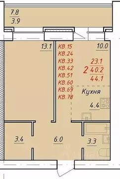 2-к кв. Алтайский край, Новоалтайск Индустриальная ул., 18А (44.1 м)