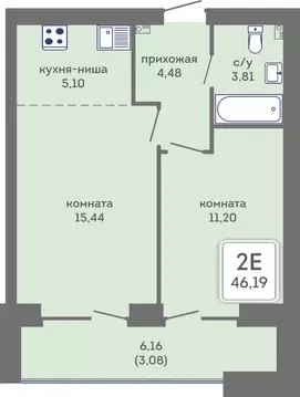 2-к кв. Пермский край, Пермь Кировоградская ул., 28 (46.19 м)
