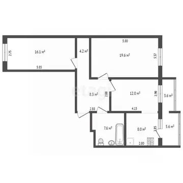 3-к кв. Саха (Якутия), Якутск ул. Лермонтова, 58/2 (75.1 м)