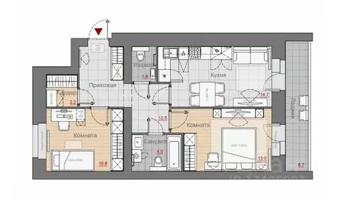 2-к кв. Новгородская область, Великий Новгород Псковская ул., 66 (57.0 ...
