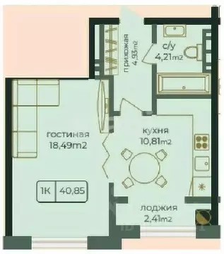 1-к кв. Дагестан, Каспийск просп. Акулиничева (40.85 м)